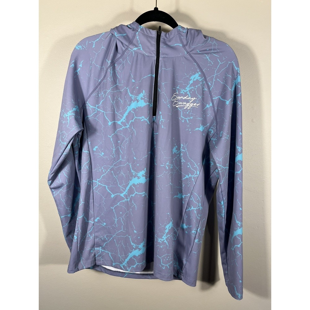 Sunday Swagger Performance Hoodie 1/4 Zip Blue Purple Pullover Golf Medium